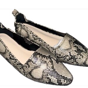 French Connection Emee Snakeskin Print Pointed Toe Ballet Flats